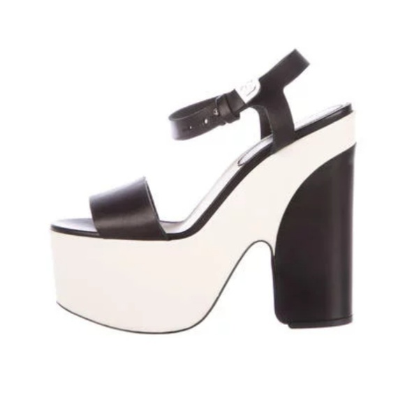 CHANEL Shoes - Chanel leather platform sandals 36.5
